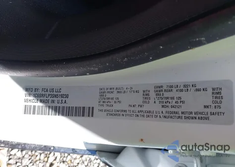 2025 Ram 1500 Rebel 4X4 5'7 Box from USA, damaged, VIN 1C6SRFLP3SN519230